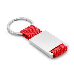 Sleutelhanger metaal/polyester rood