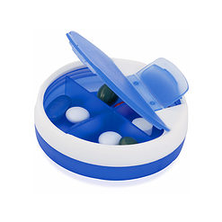 4 vaks pillendoosje blauw/wit