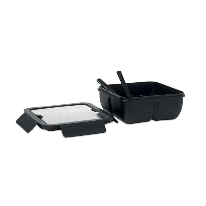 Lunchbox met mes en vork 600 ml zwart - Afbeelding 4