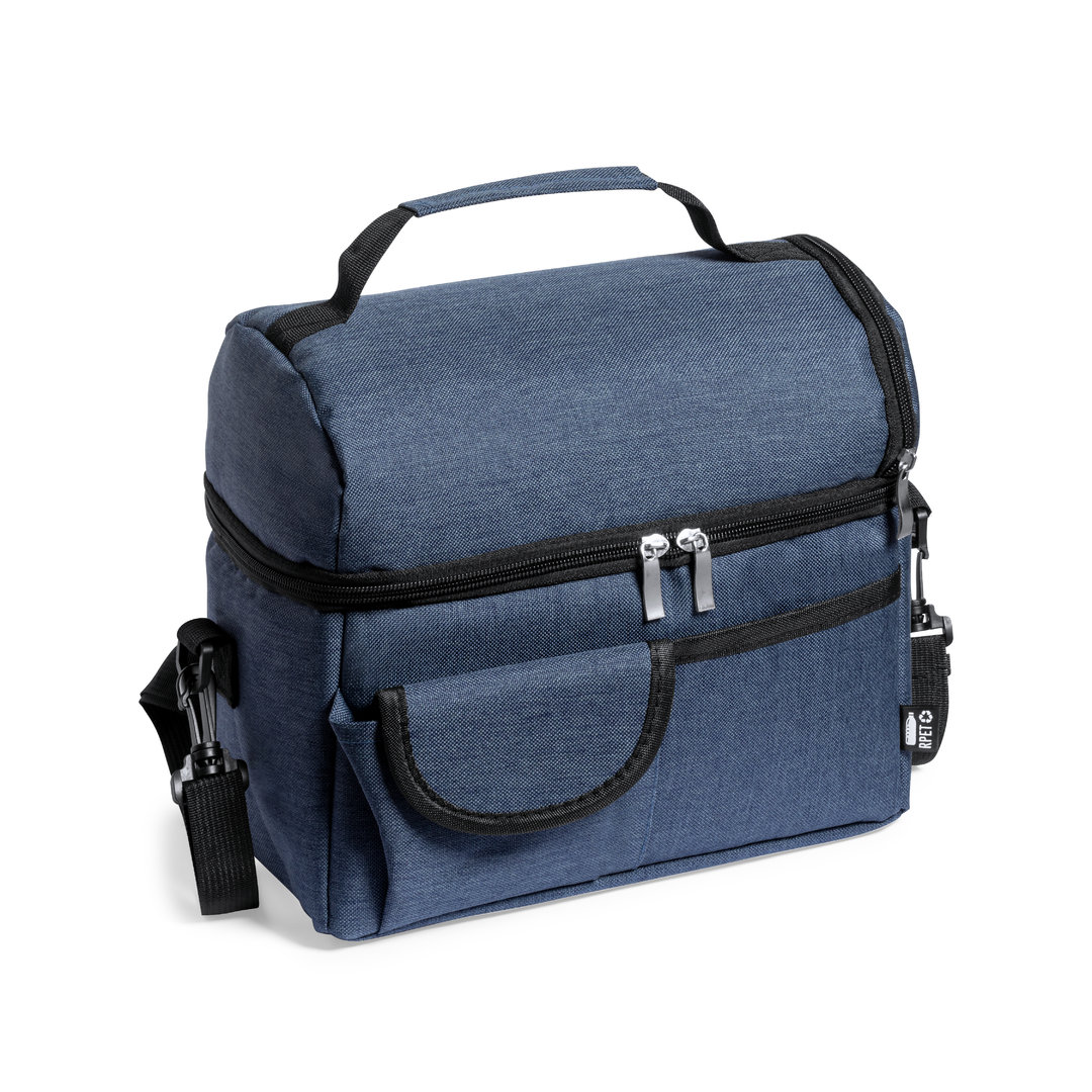 Koeltas met schouderband RPET blauw