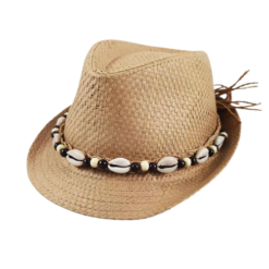 Fedora hoedje schelpen bruin