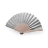 Handwaaier hout/polyester zilver