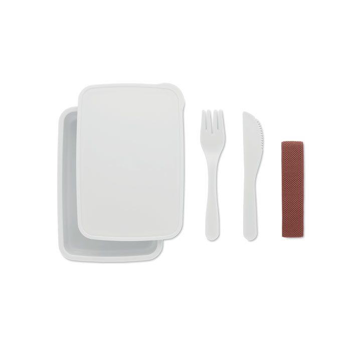 Lunchbox met bestek wit - Afbeelding 3