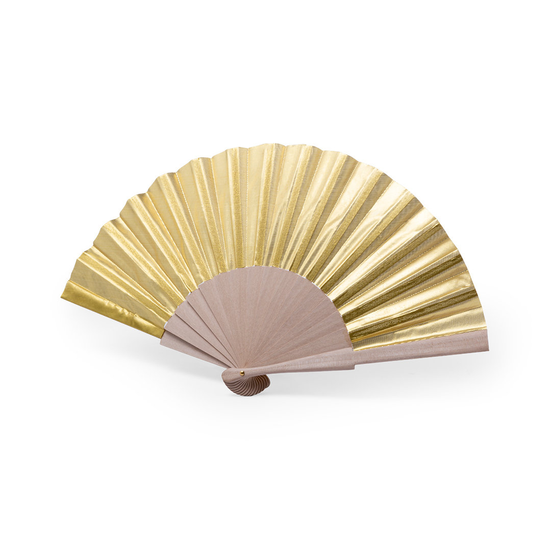 Handwaaier hout/polyester goud - Afbeelding 2