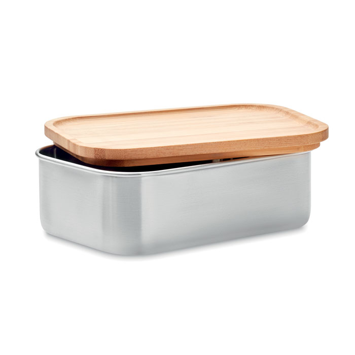 Lunchbox met bestek RVS/bamboe 600 ml - Afbeelding 3