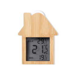 Thermometer met klok bamboe