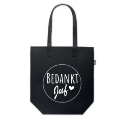 Boodschappentas RPET vilt zwart - Bedankt juf cadeau