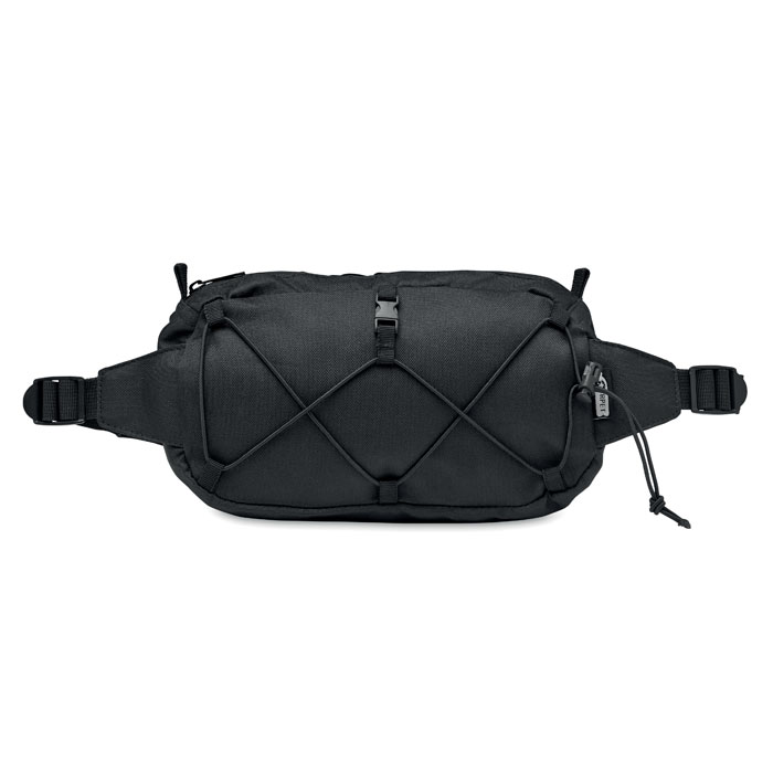 Fanny pack met fleshouder RPET/polyester - zwart - Afbeelding 3