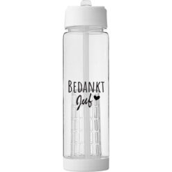 Waterfles met rietje wit - Bedankt juf cadeau