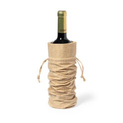 Wijn geschenktas met jute trekkoord bruin