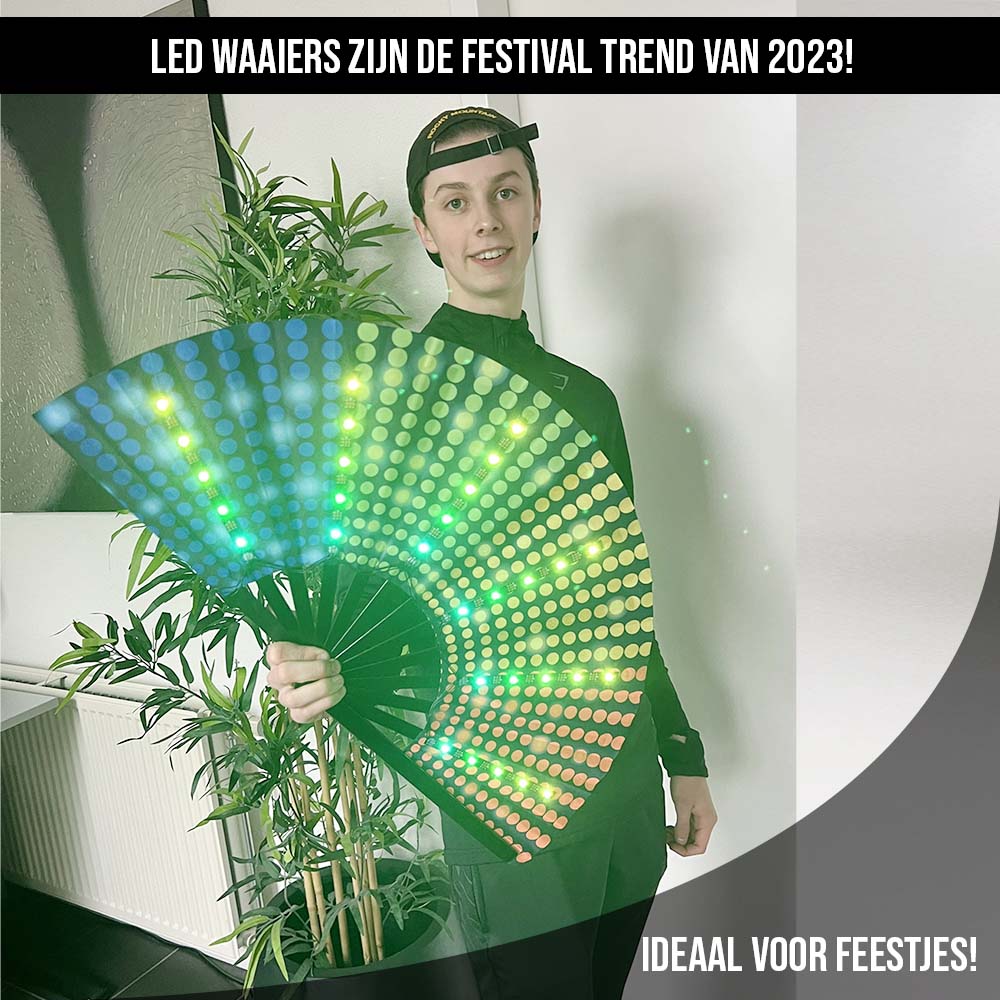 Discofan - XXL grote waaier met multicolor LED verlichting - Disco print - Afbeelding 7