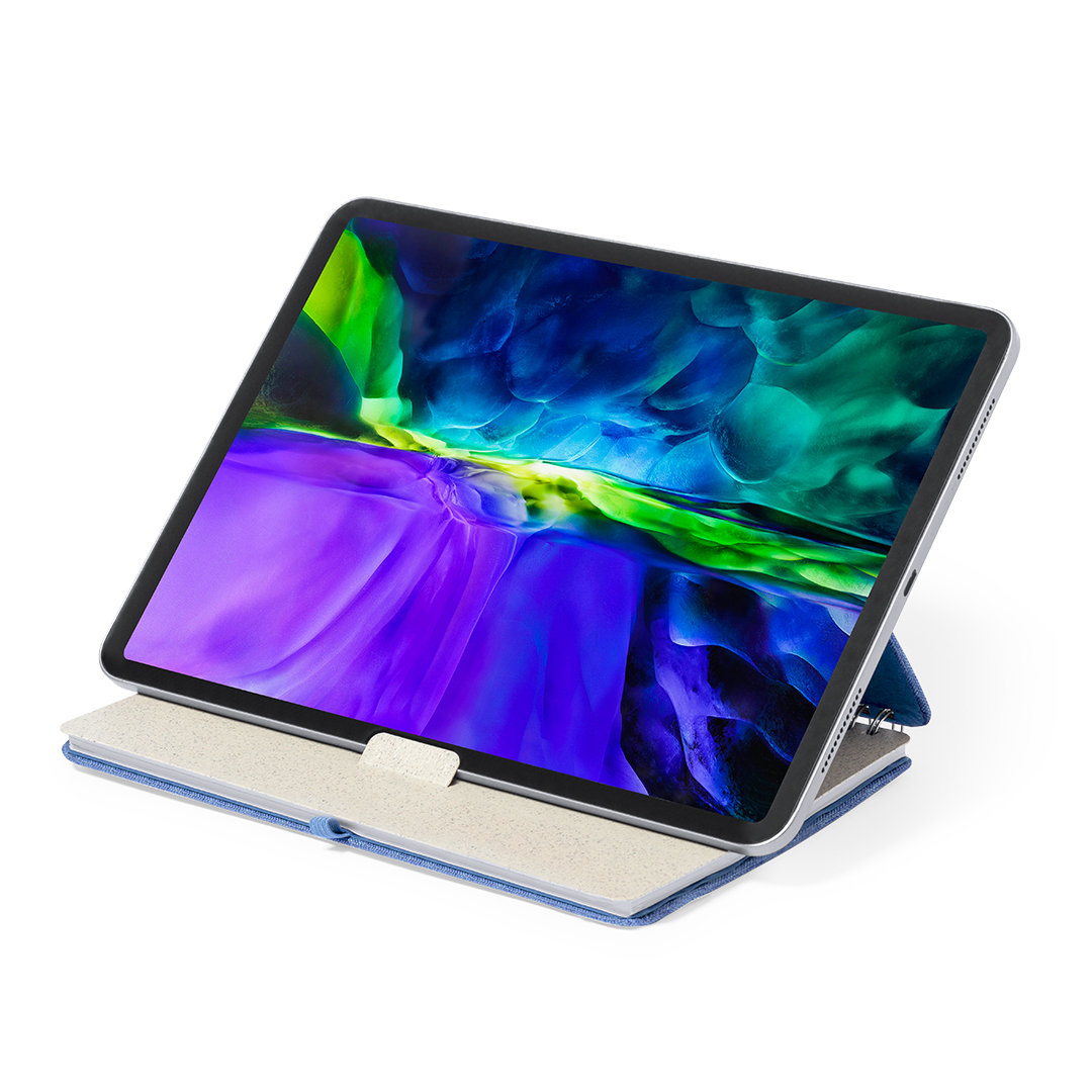 A5 notitieboek met tablet- en telefoonhouder RPET blauw - Afbeelding 5