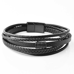 Alternative view of Gevlochten armband met magneetsluiting zwart