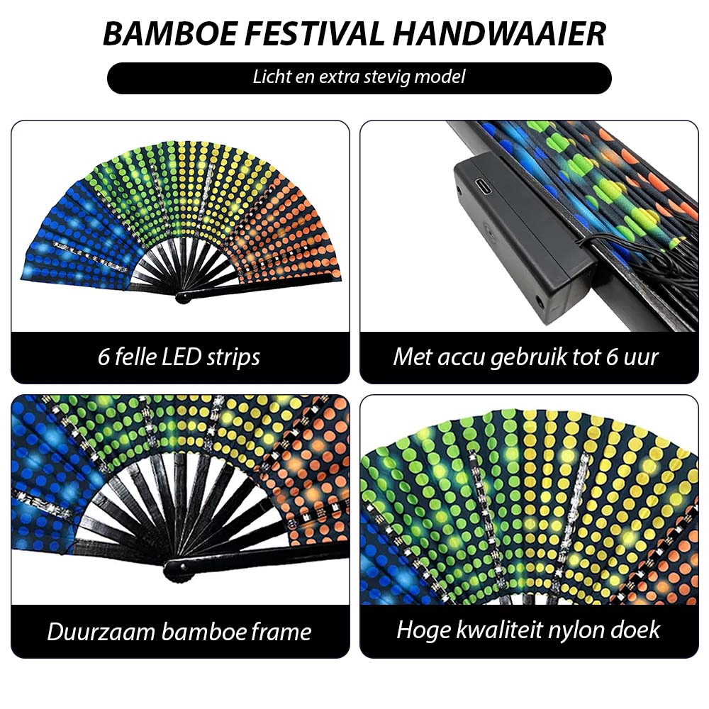 Discofan - XXL grote waaier met multicolor LED verlichting - Disco print - Afbeelding 6