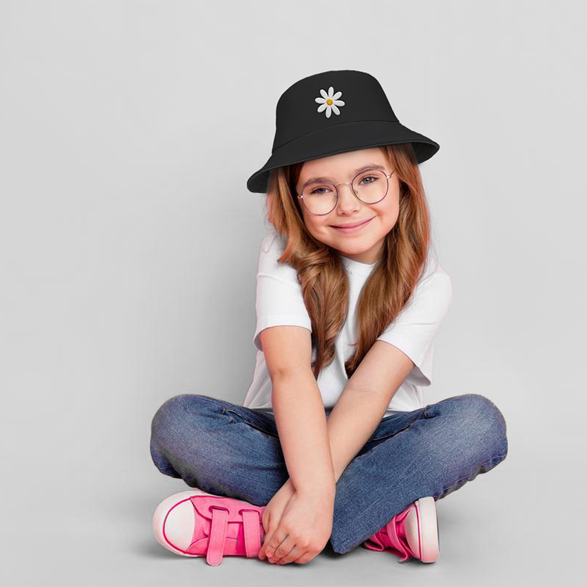 Yucka vissershoedje voor kinderen met bloemetje - 4 t/m 7 jaar - 52 cm - Afbeelding 2