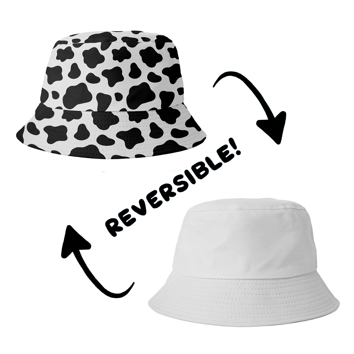 Yucka reversible vissershoedje koeienprint - 58 cm - Afbeelding 2