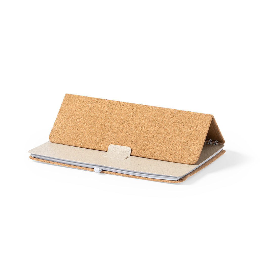 A5 notitieboek met tablet- en telefoonhouder kurk bruin - Afbeelding 4