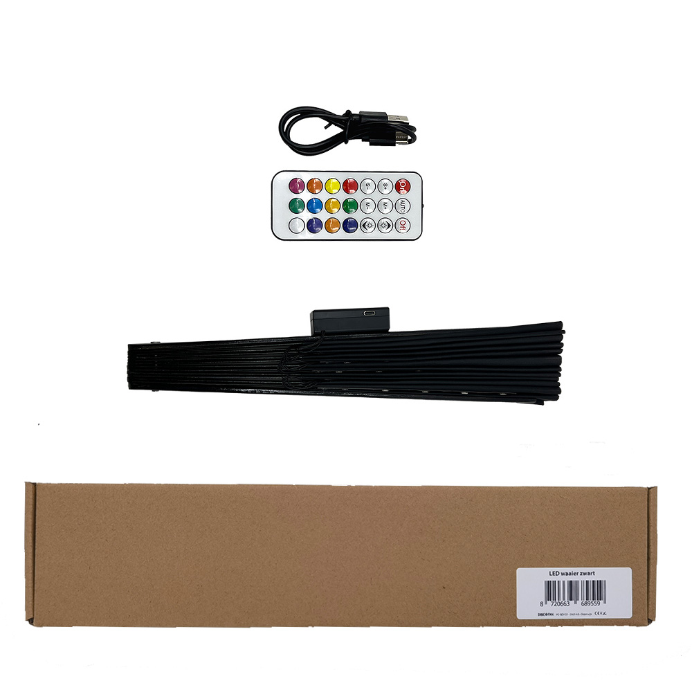 Discofan - XXL grote waaier met multicolor LED verlichting - Zwart - Afbeelding 8