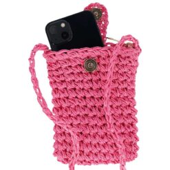 Telefoontasje papierstro roze