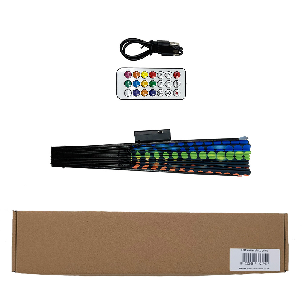 Discofan - XXL grote waaier met multicolor LED verlichting - Disco print - Afbeelding 8