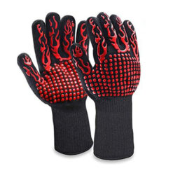 Barbecue handschoenen zwart/rood - 2 stuks