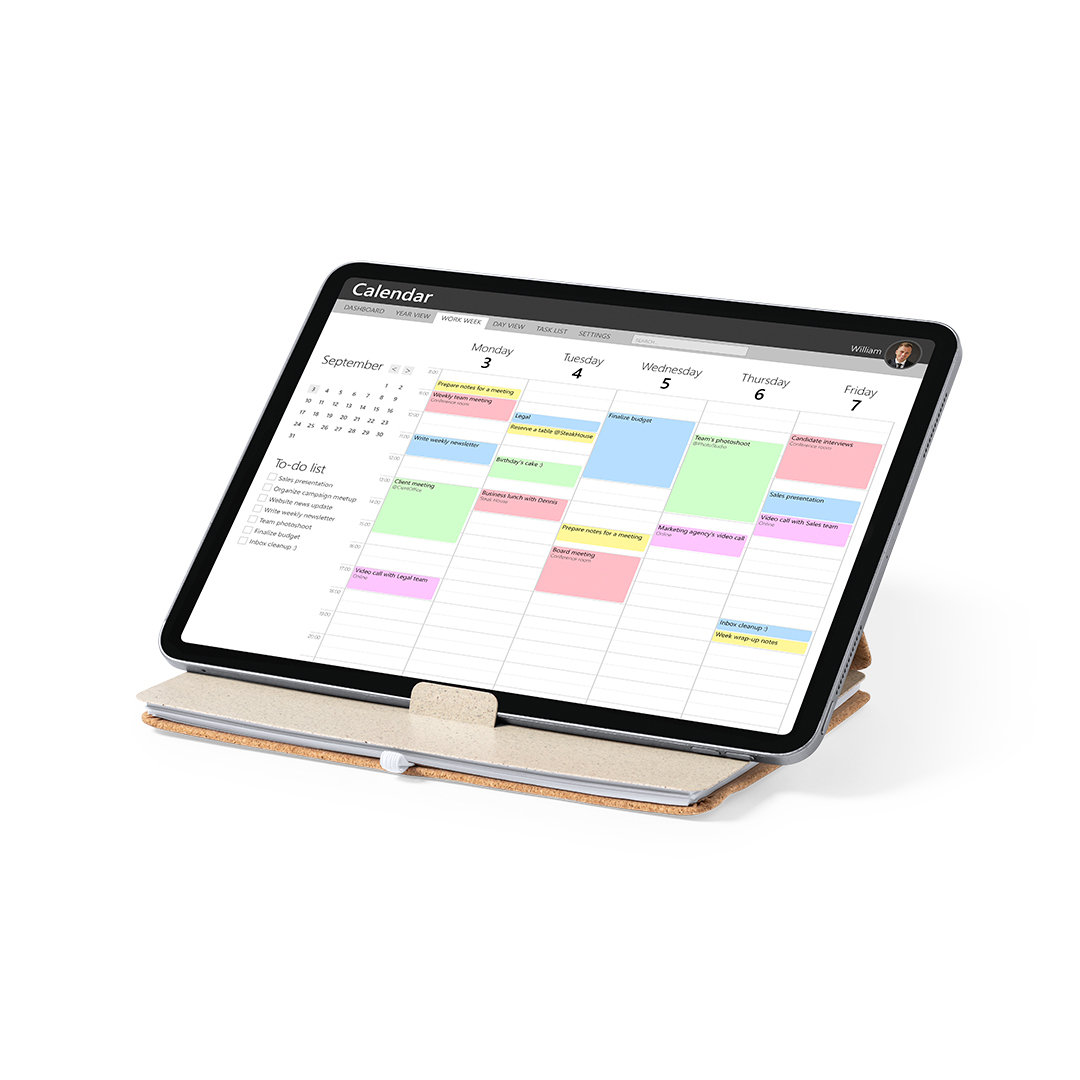 A5 notitieboek met tablet- en telefoonhouder kurk bruin - Afbeelding 6