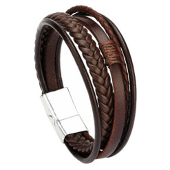 Gevlochten armband met magneetsluiting bruin