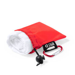 Wegwerp regenponcho met RPET opbergzakje en karabijnhaak  rood