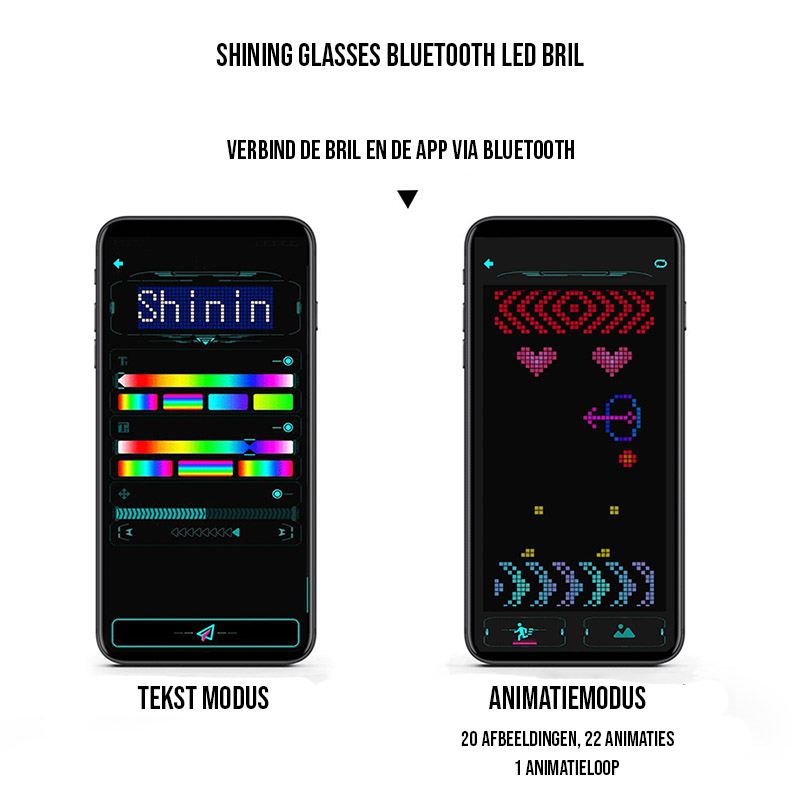 Shining Glasses Bluetooth LED bril met verstelbare band - USB-C - Afbeelding 7
