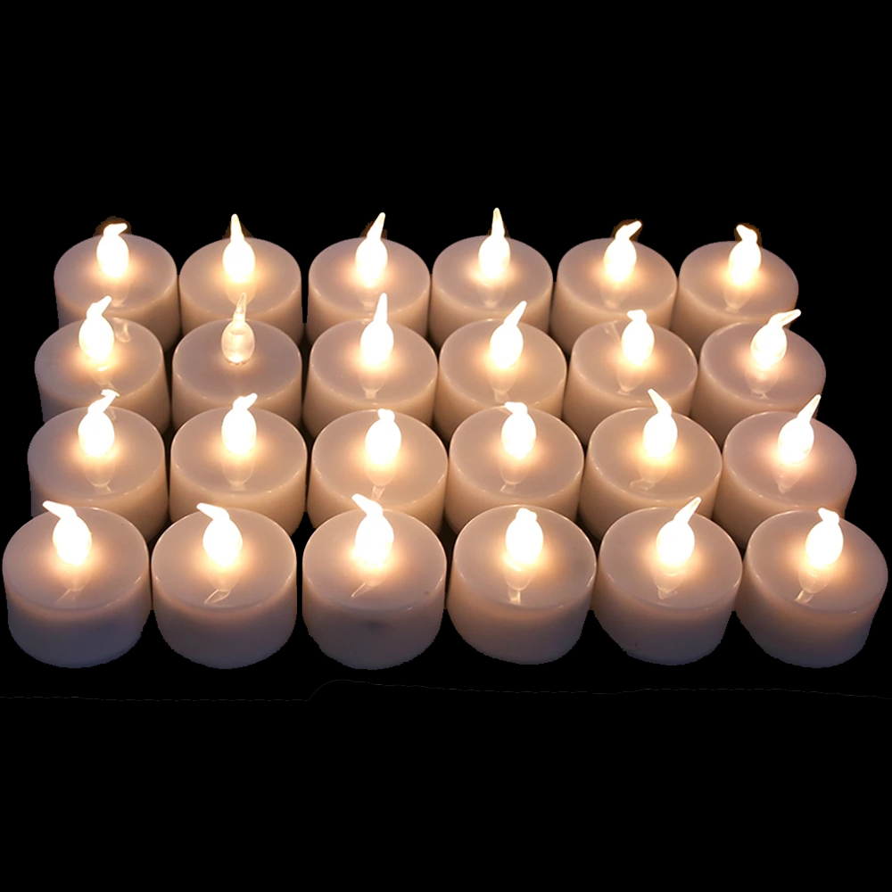 LED theelichtjes 24 stuks - wit - Afbeelding 2