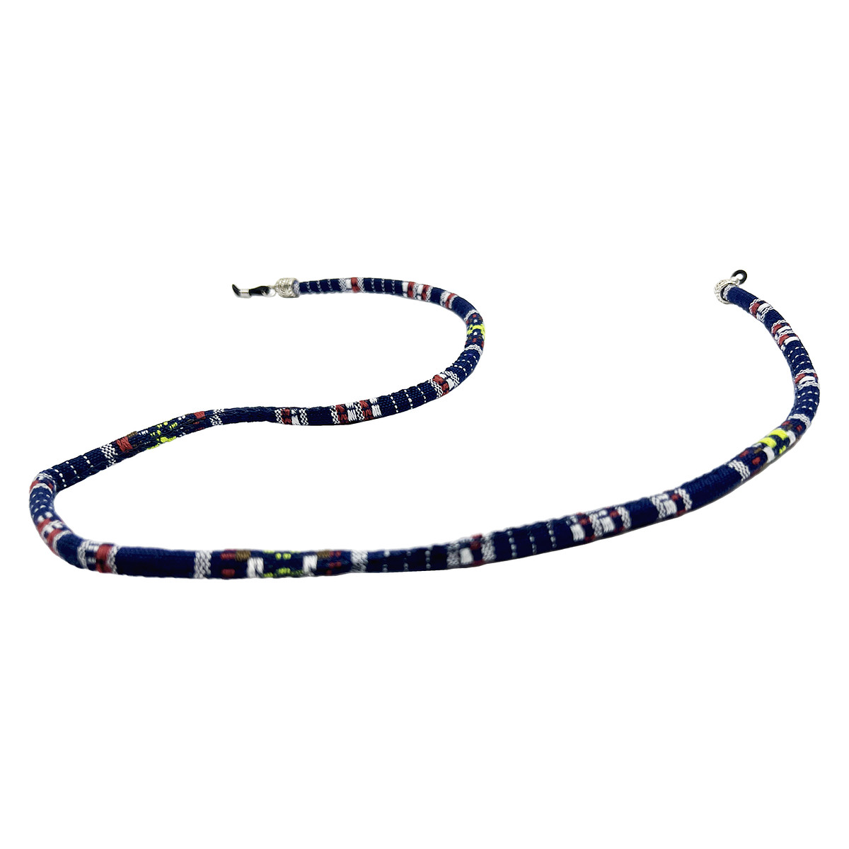 Rond brillenkoordje met print blauw/zwart - Afbeelding 2