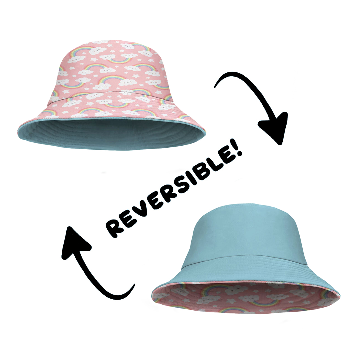 Yucka reversible vissershoedje voor kinderen regenboog - 4 t/m 7 jaar - 52 cm - Afbeelding 2