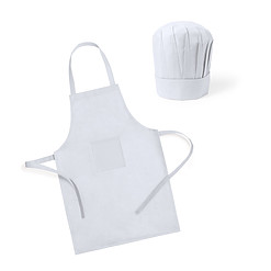 Keukenset schort met koksmuts non-woven wit