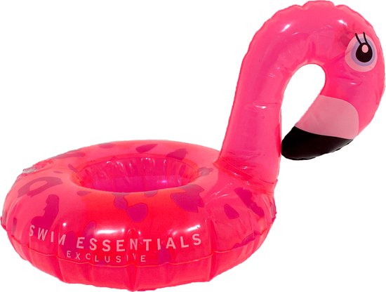Opblaasbare bekerhouder neon flamingo