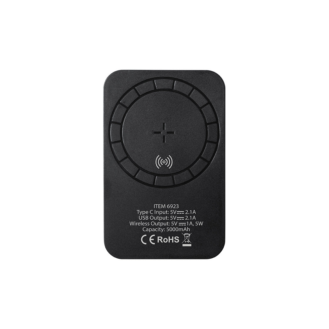 Festicharge draadloze magnetische powerbank zwart 5000 mAh - Afbeelding 2