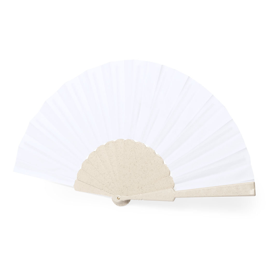 Duurzame handwaaier RPET/bamboevezel beige/wit - Afbeelding 3