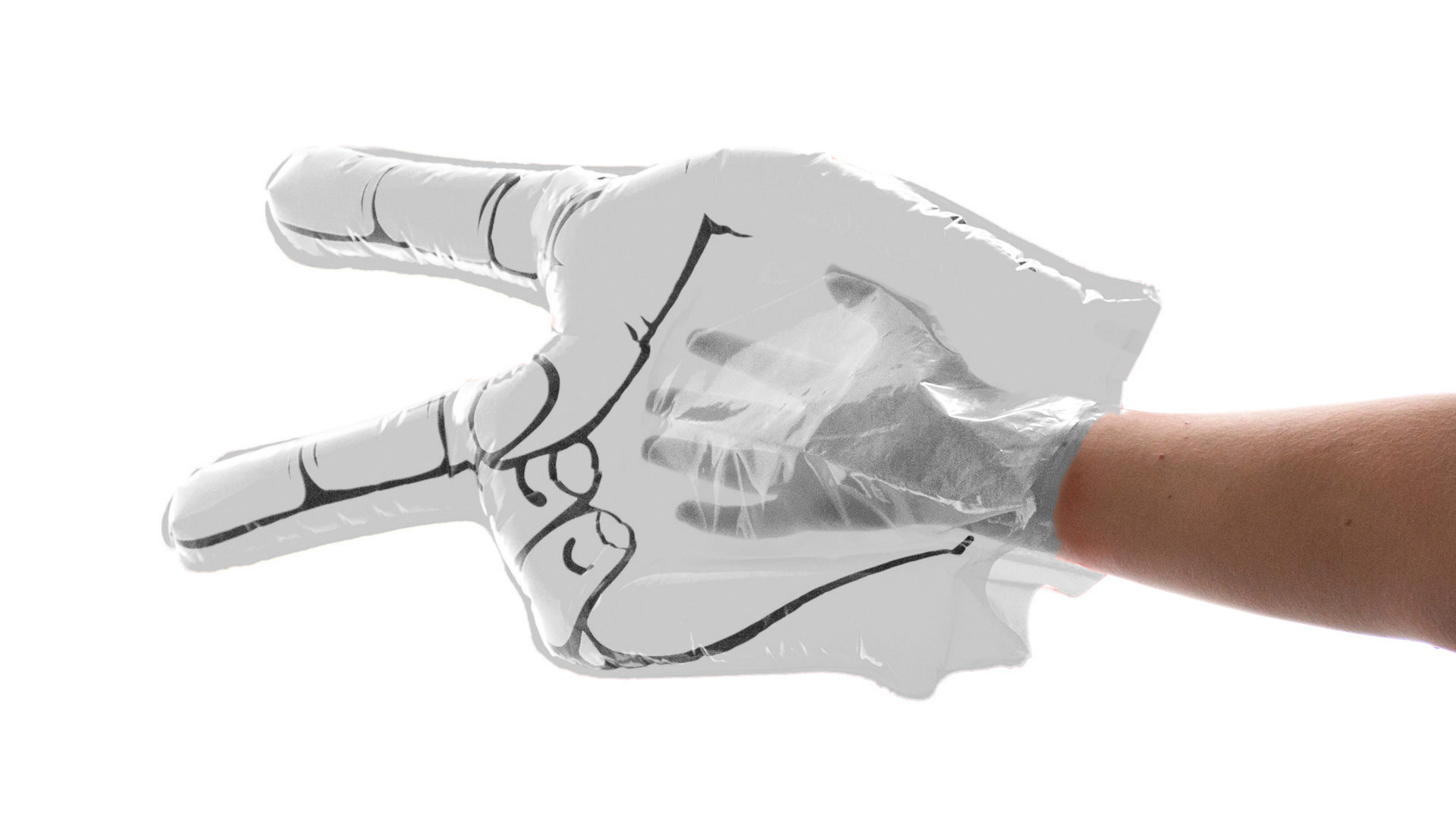 Opblaas hand peace wit - Afbeelding 2