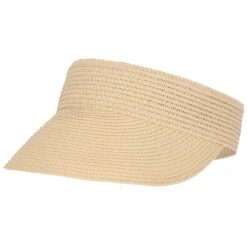 Zonneklep gevlochten papierstro beige