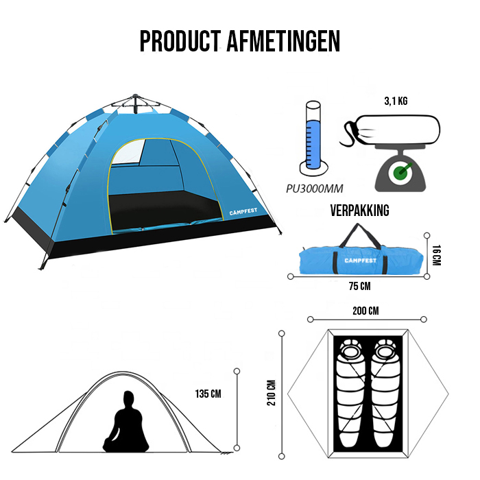 Campfest tweepersoons kampeerset 5-delig - Afbeelding 4