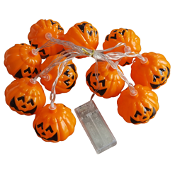 Pompoen lichtsnoer 2 meter 20 LED oranje/zwart