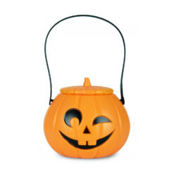 Halloween pompoen emmer 13 cm oranje/zwart