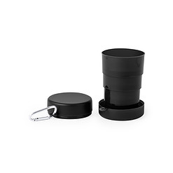 Opvouwbare beker met karabijnhaak - 220 ml - zwart
