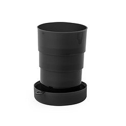 Alternative view of Opvouwbare beker met karabijnhaak - 220 ml - zwart