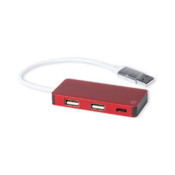USB hub aluminium rood