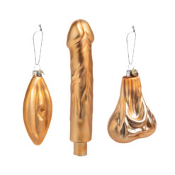 Santly gouden kerstornament set met piemel piek