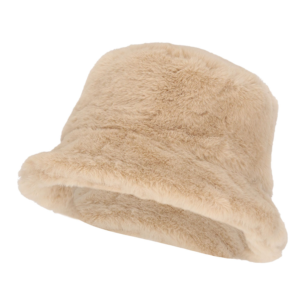 Bucket hat imitatiebont beige - 56 cm - Afbeelding 2