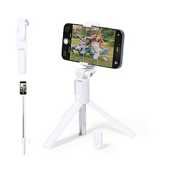 2-in-1 selfiestick en statief wit