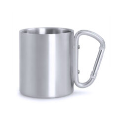 Mok met karabijnhaak 210 ml RVS zilver