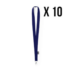 RPET keycord blauw, 10 stuks