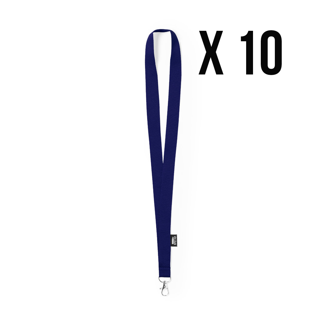 RPET keycord blauw, 10 stuks